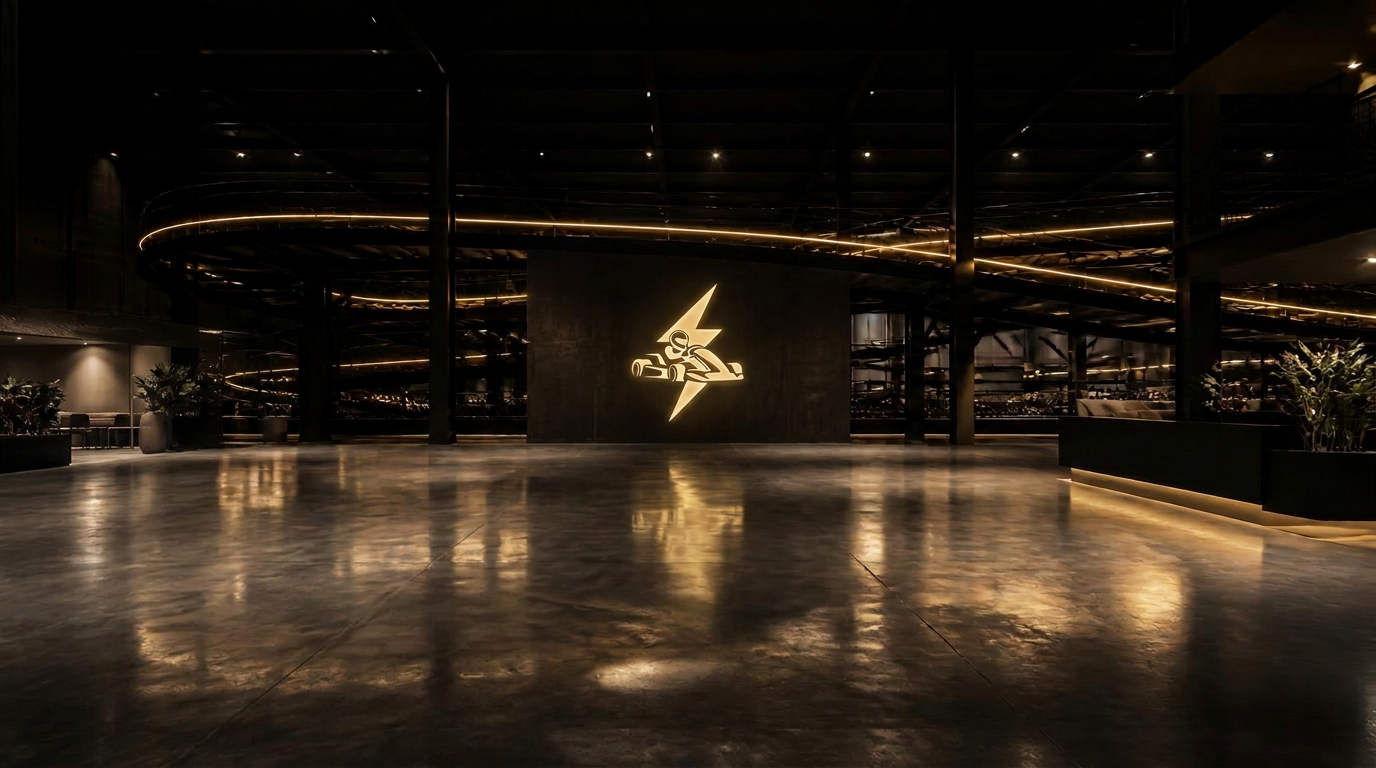Artist's impression of the Surge E Karting ceiling-suspended electric circuit